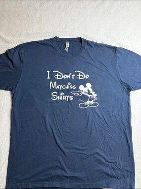 Next Level Apparel Navy Tee with White Cartoon Slogan